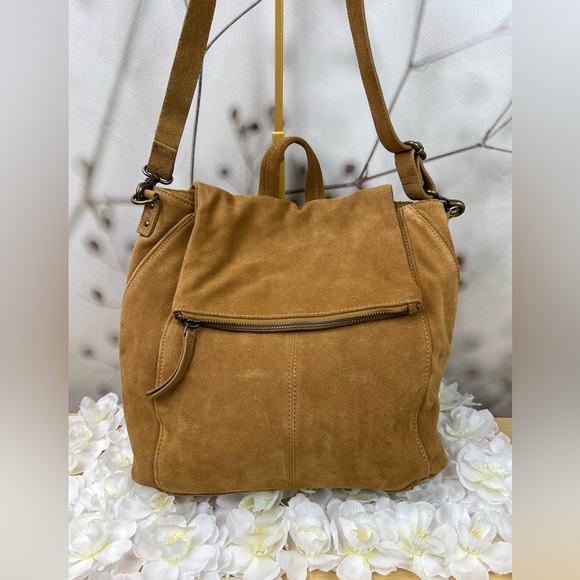 Free People Camilla Convertible Backpack |  Suede Tan Shoulder Bag NEW - Picture 3 of 11